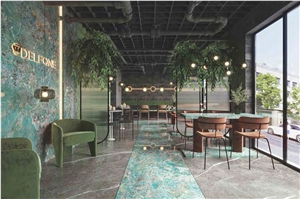 COLUMBIA EMERALD SINTERED STONE TILES FOR RESTAURANT